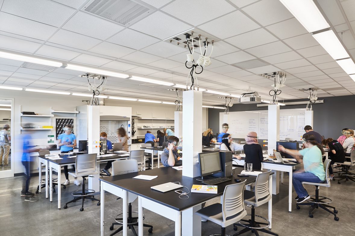 Students work in a lab in Gray-Little Hall